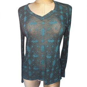Maurices Teal and Black Long Sleeve Top